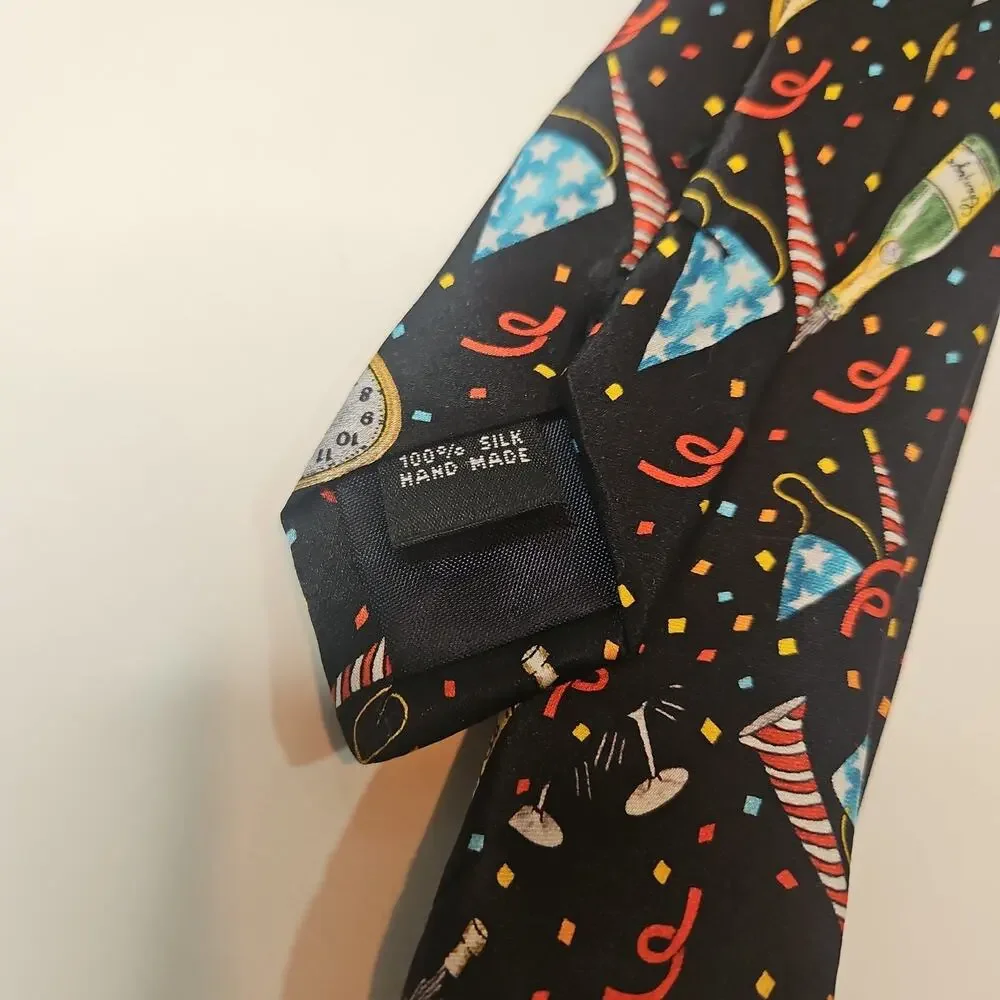 Lot of 2 Holiday Silk Neckties -Merry Christmas / Happy New Year Designs